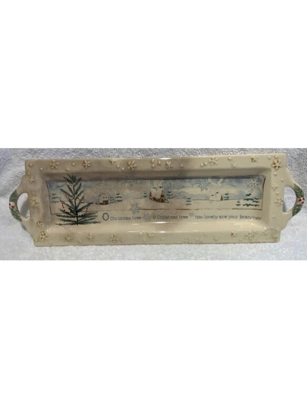 Christmas ‘O Christmas Tree’ Rectangular 14”L x 4.25”W x1.75”H Serving Tray